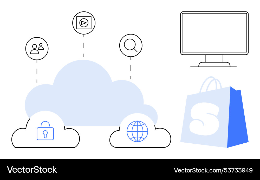 Cloud computing services security networking Vector Image