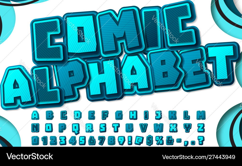 Comics font cartoon alphabet in pop art style Vector Image