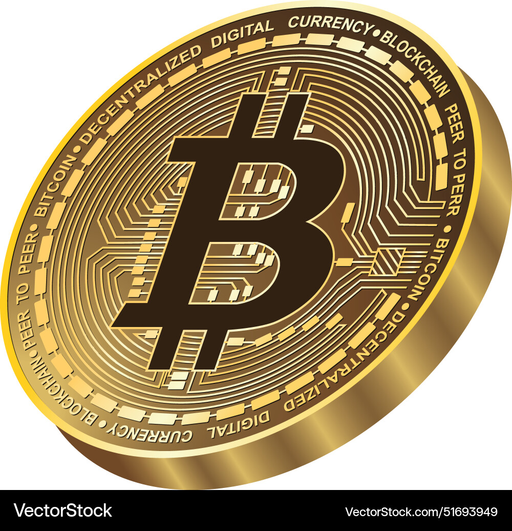 Golden bitcoin 3d isolated view – Royalty-Free Vector | VectorStock