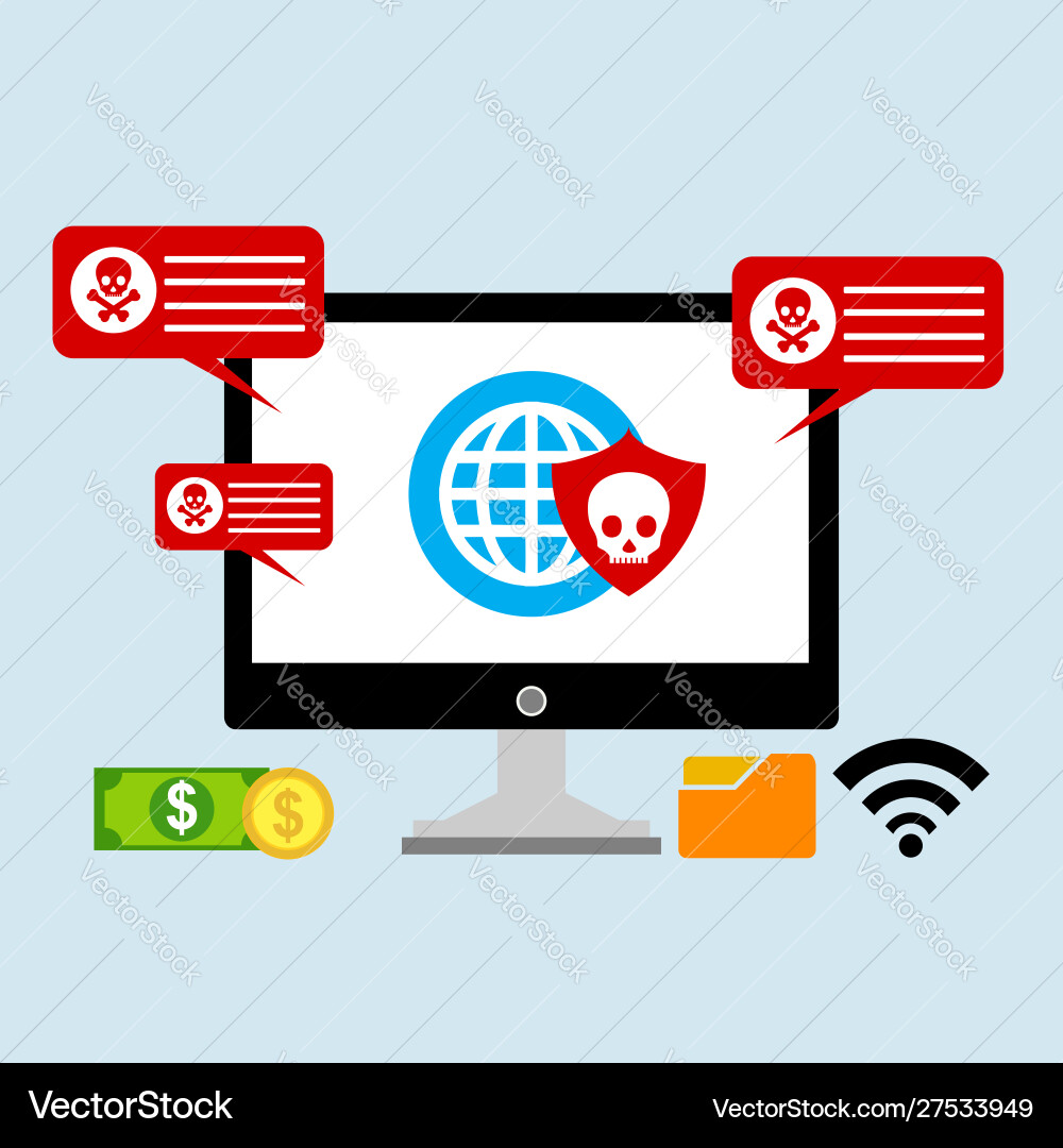 Hacker activity computeralert notification Hacker activity computeralert notification vector image