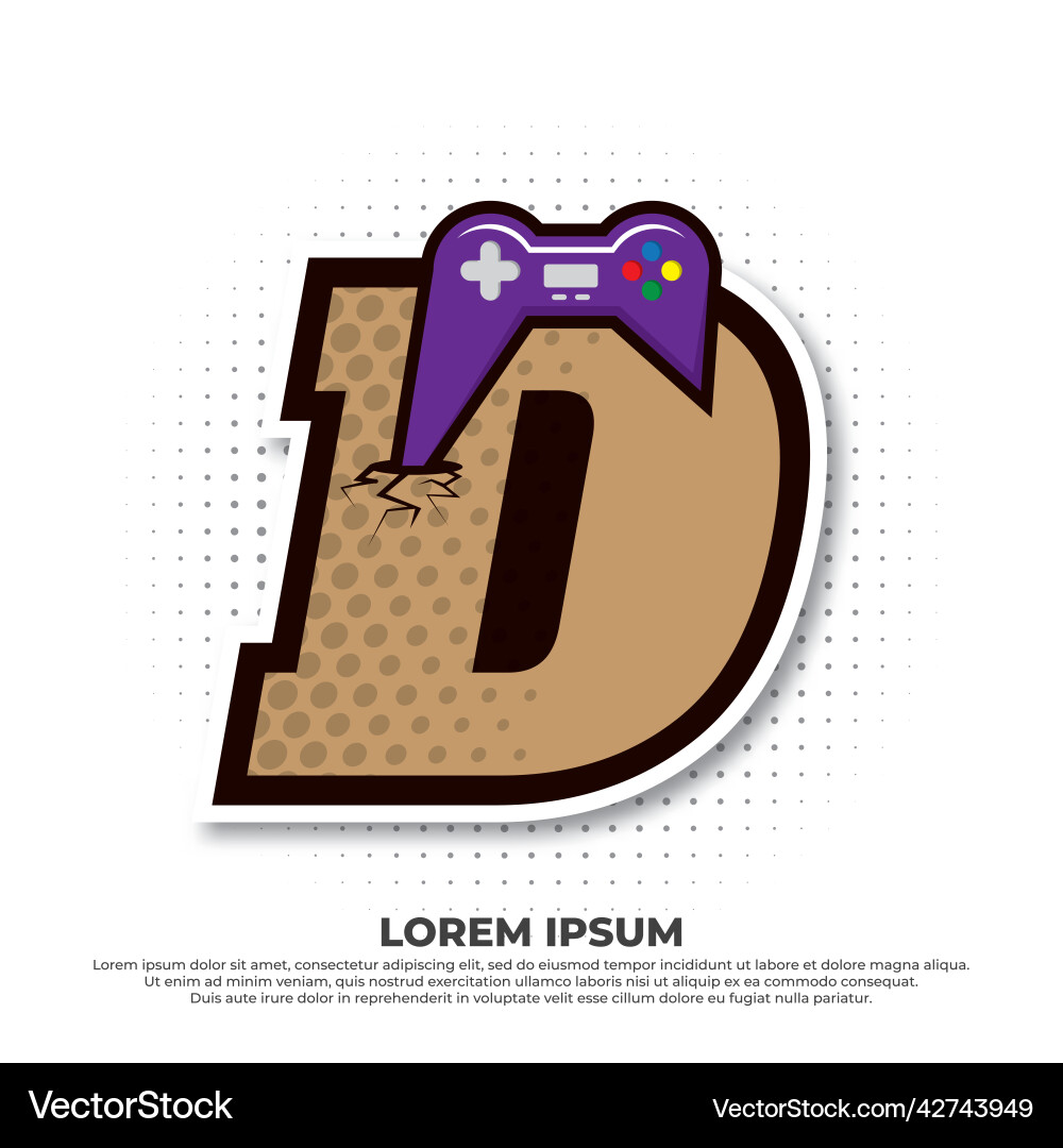 Letter d with game icon gaming console esport Vector Image