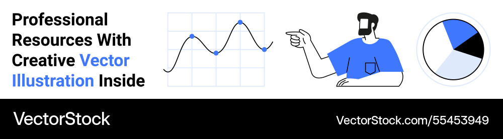 Man analysiert Datendiagramm mit Pie-Chart Man analysiert Datendiagramm mit Pie-Chart Vektorbild