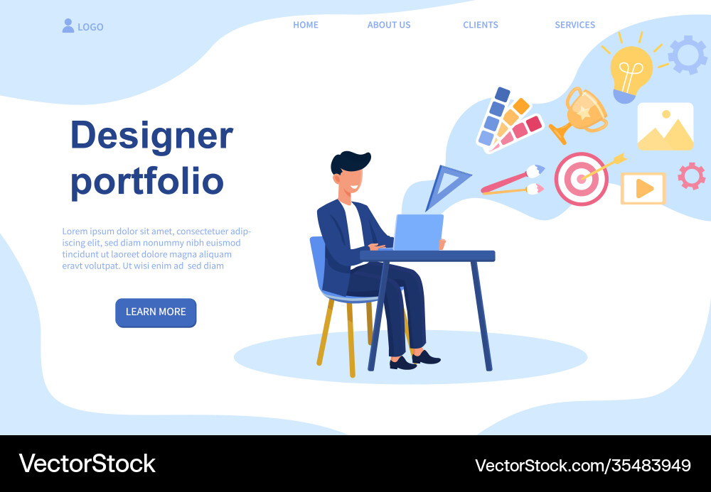 Man Creating Digital Portfolio vector image