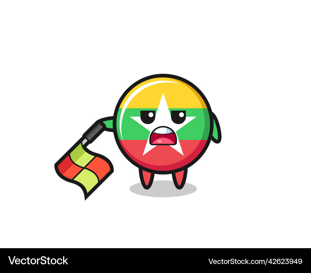 Myanmar flag character as line judge hold Myanmar flag character as line judge hold Vector Image