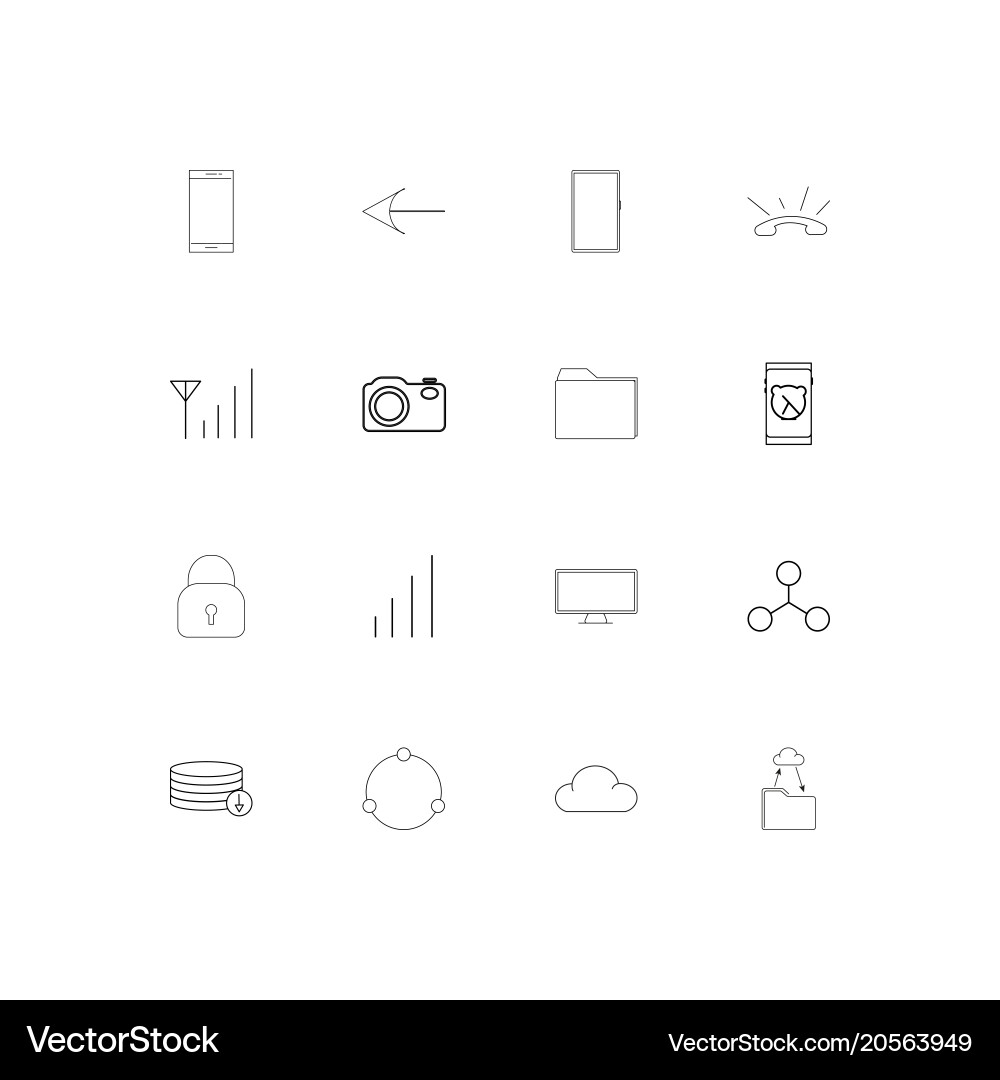 Network and database simple linear icons set vector image