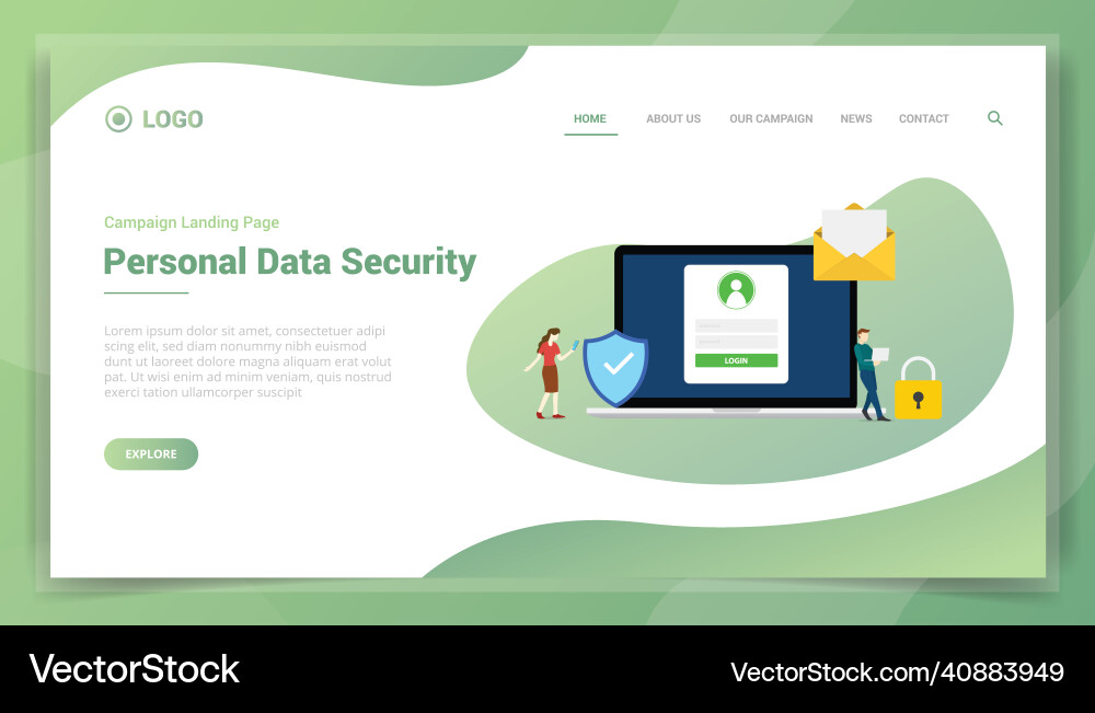 Personal data security concept for website vector image