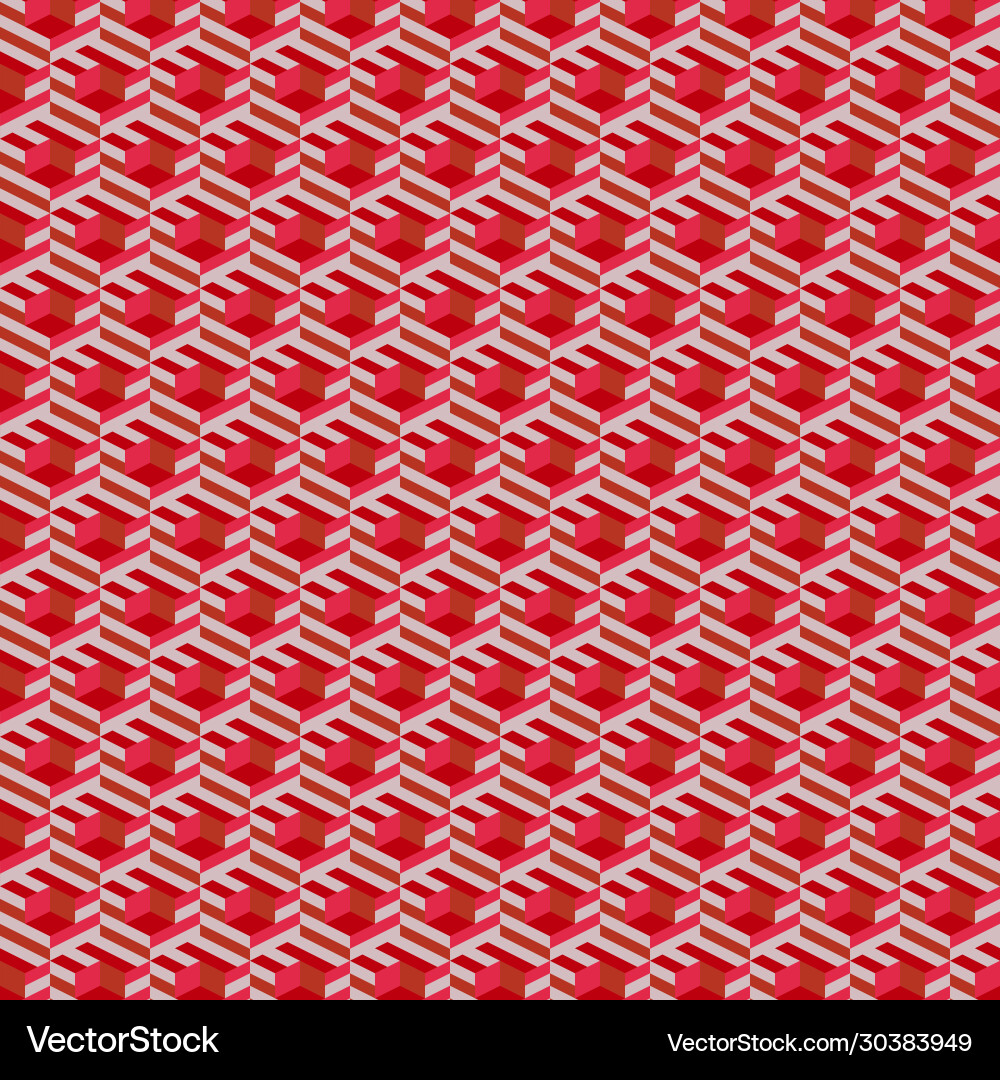 Seamless pattern 3d square red Vector Image