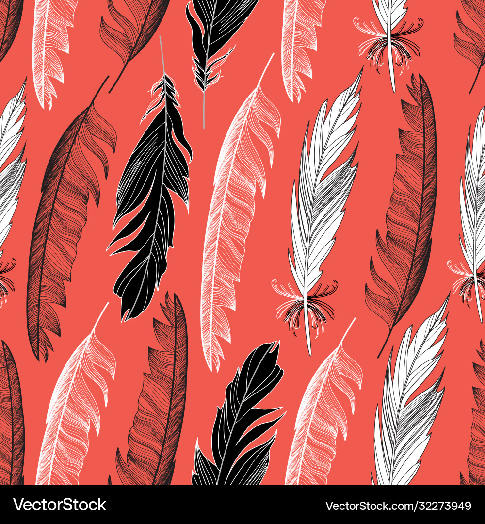 Seamless pattern with feathers Seamless pattern with feathers vector image