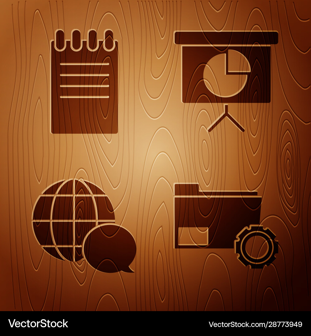 Set folder settings with gears notebook world Set folder settings with gears notebook world vector image