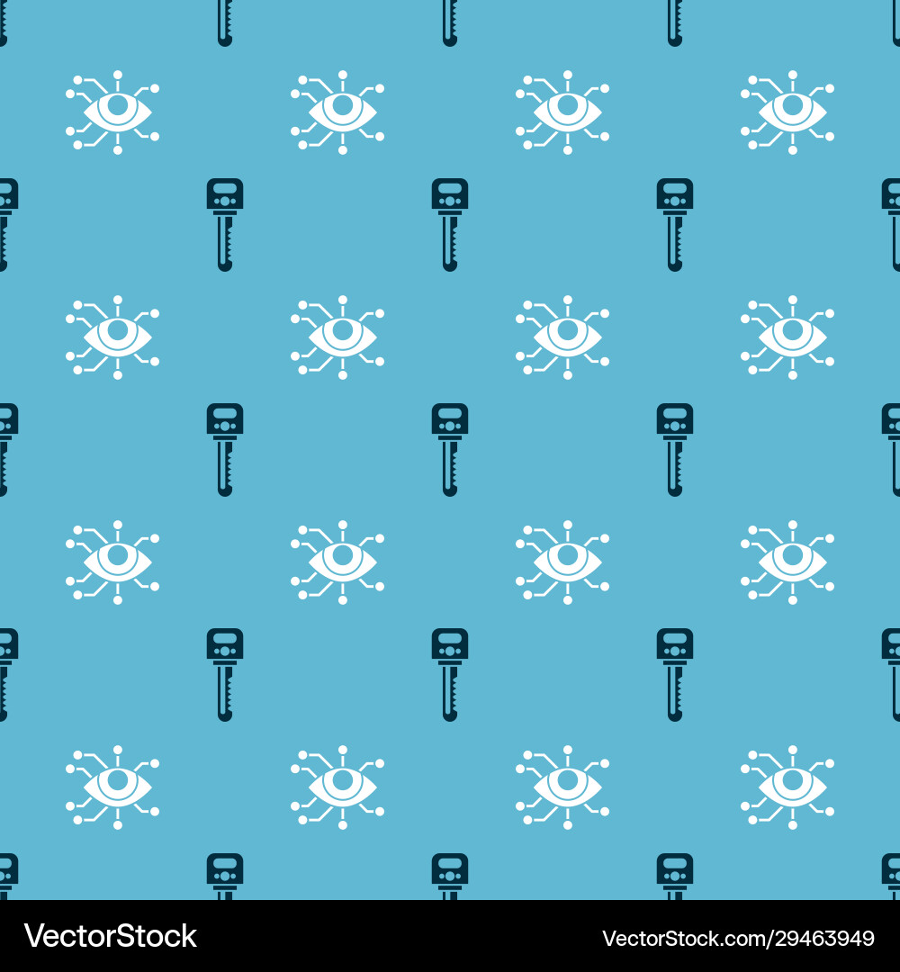 Set key and eye scan on seamless pattern Set key and eye scan on seamless pattern Vector Image