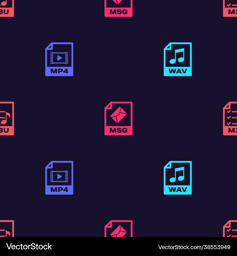 Set wav file document mp4 msg and m3u Set wav file document mp4 msg and m3u vector image