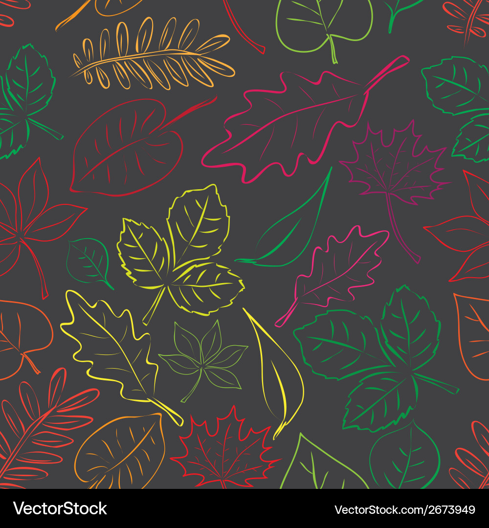 Simple autumn leaf dark and color seamless pattern Vector Image