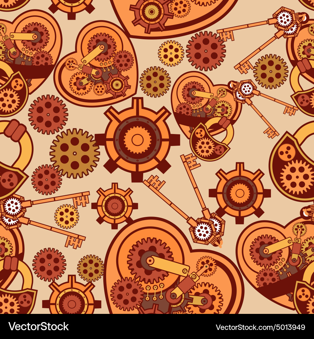 Steampunk Gears & Mechanisms Pattern vector image