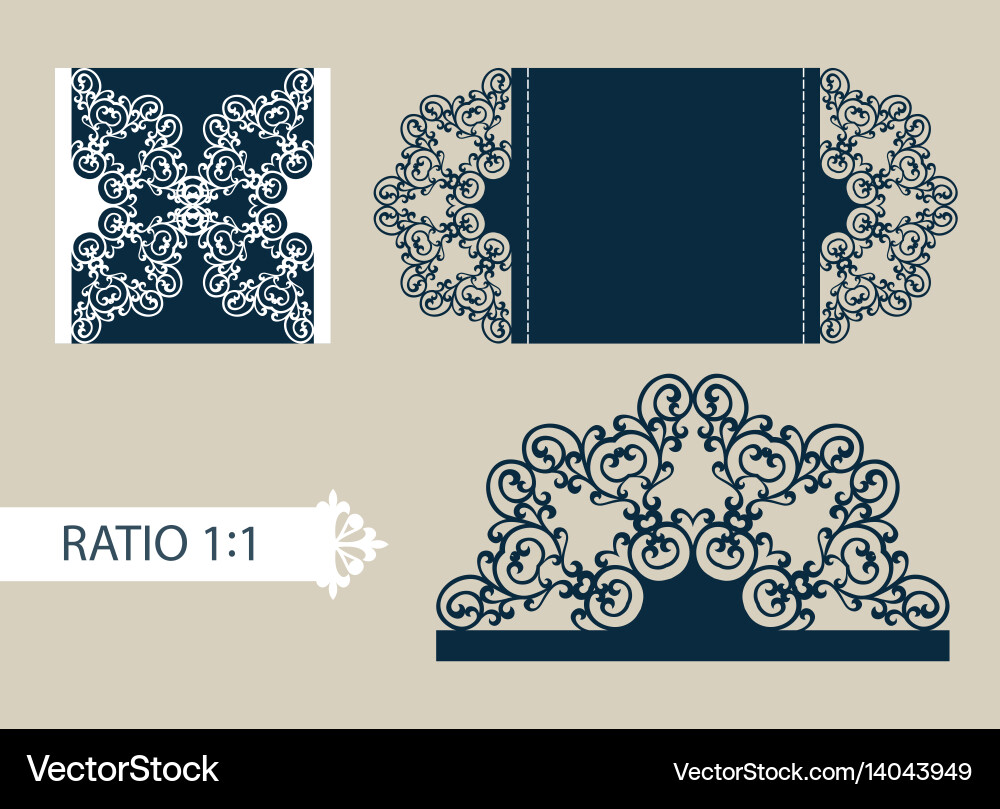 Template greeting card with openwork pattern vector image
