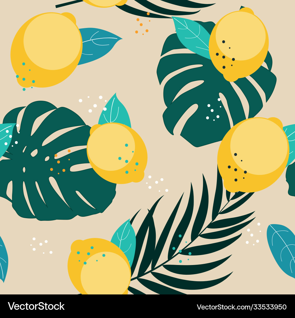 Abstract seamless pattern background with lemon vector image