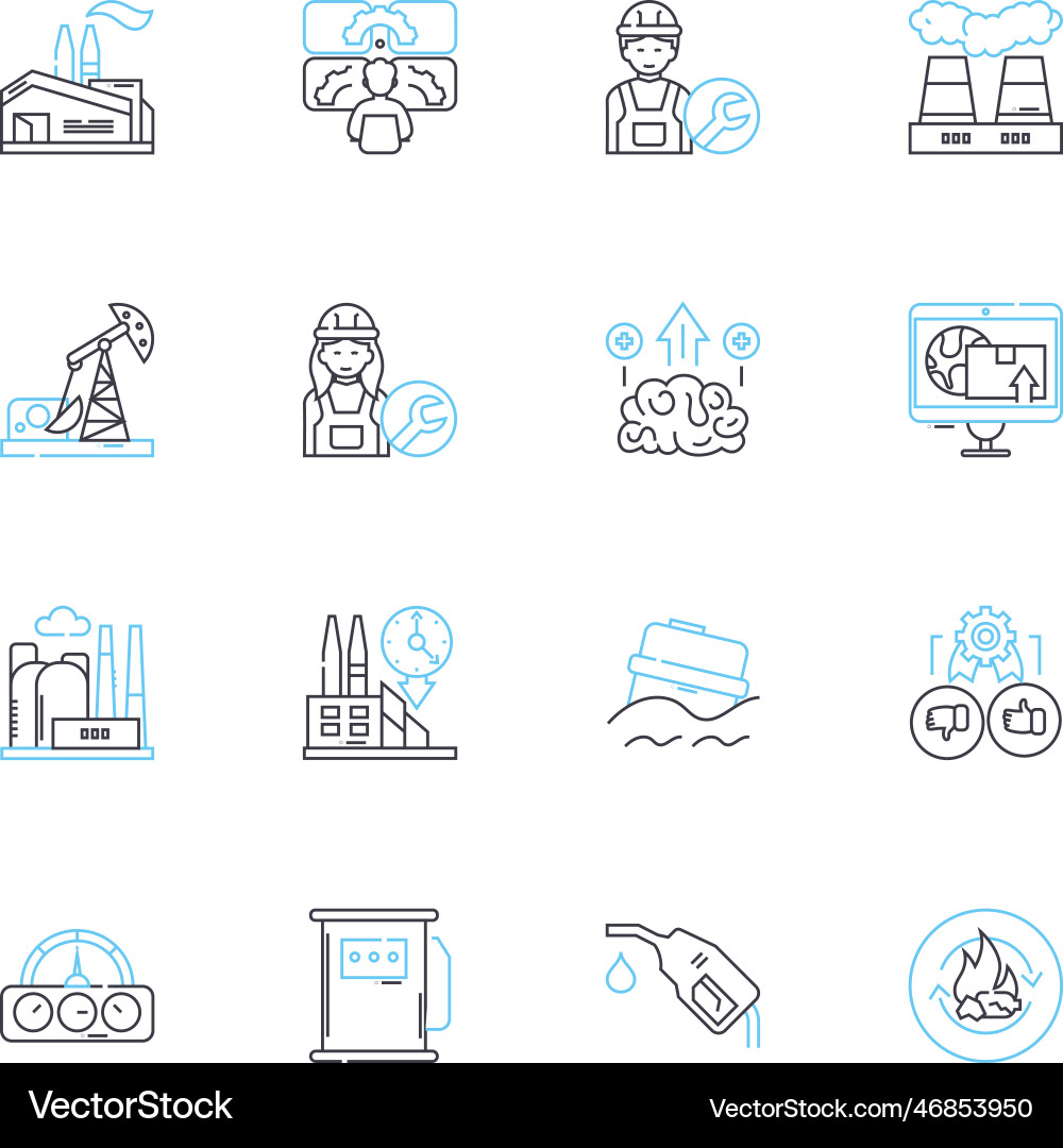 Automated industry linear icons set robotics Automated industry linear icons set robotics vector image