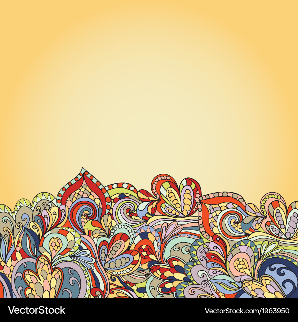 Card with abstract hand-drawn waves pattern vector image