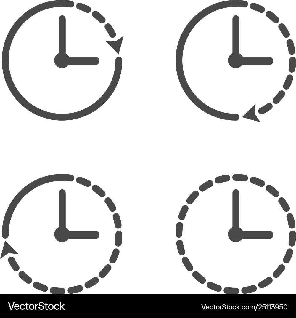 Clock icon set 4 icons in line style Clock icon set 4 icons in line style Vector Image