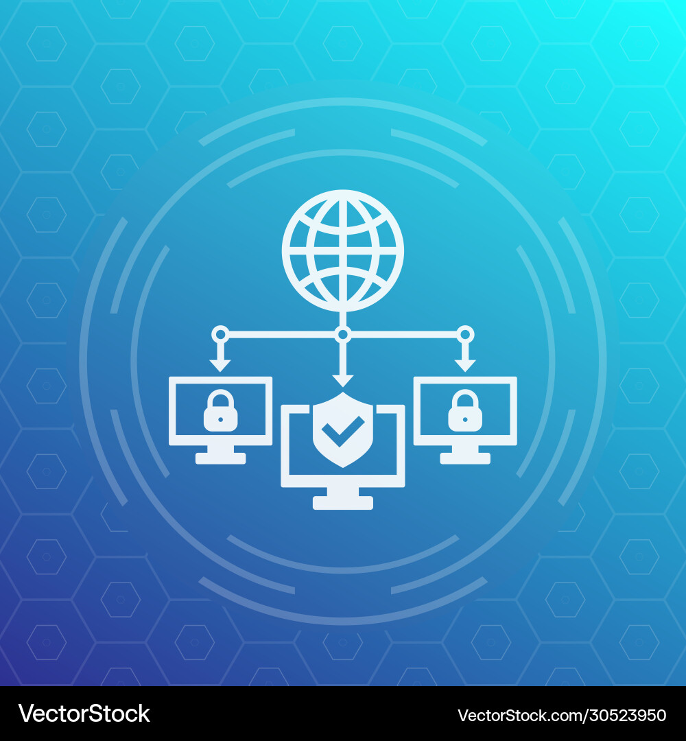Computer network cybersecurity icon Computer network cybersecurity icon vector image
