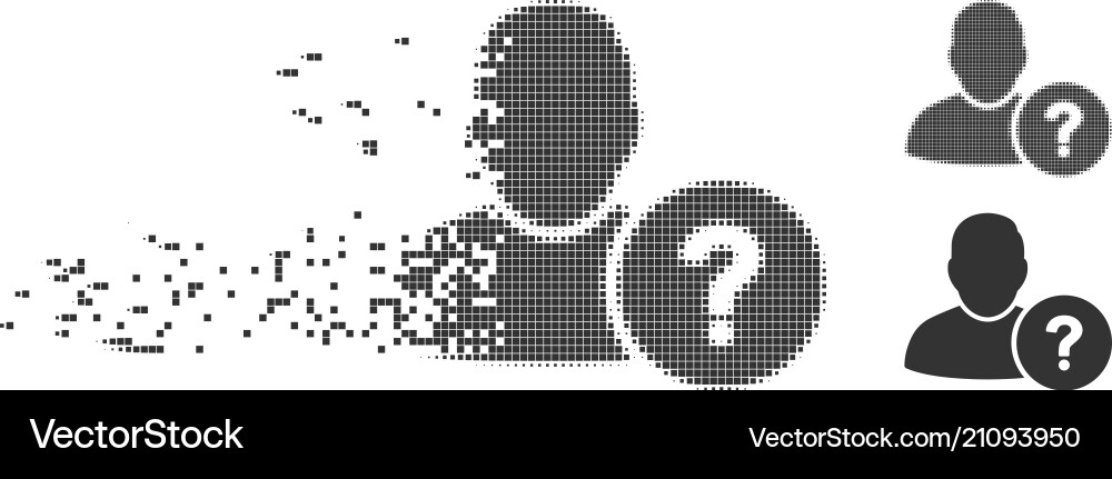 Dissolving pixel halftone user question icon Dissolving pixel halftone user question icon vector image