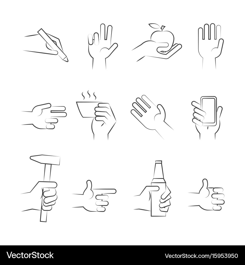 Hand drawn icons with tools and other objects vector image