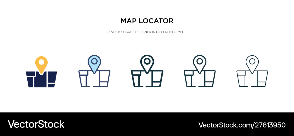 Map locator icon in different style two colored Map locator icon in different style two colored vector image