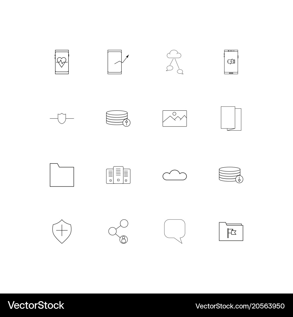 Network and database simple linear icons set vector image