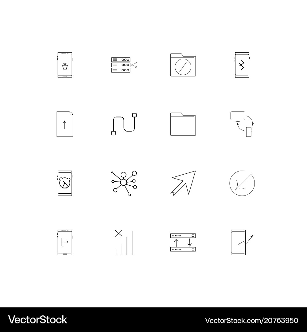 Netzwerk und Datenbank lineare dünne Symbole Set Netzwerk und Datenbank lineare dünne Symbole Set vektorbild