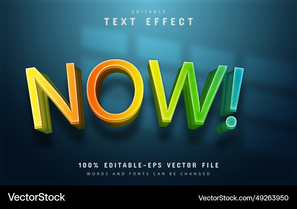 Now text colorful gradient style effect Now text colorful gradient style effect vector image