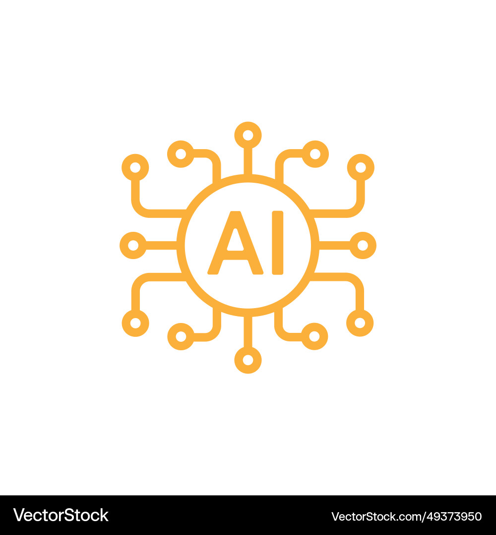 Orange artificial intelligence ai processor chip vector image