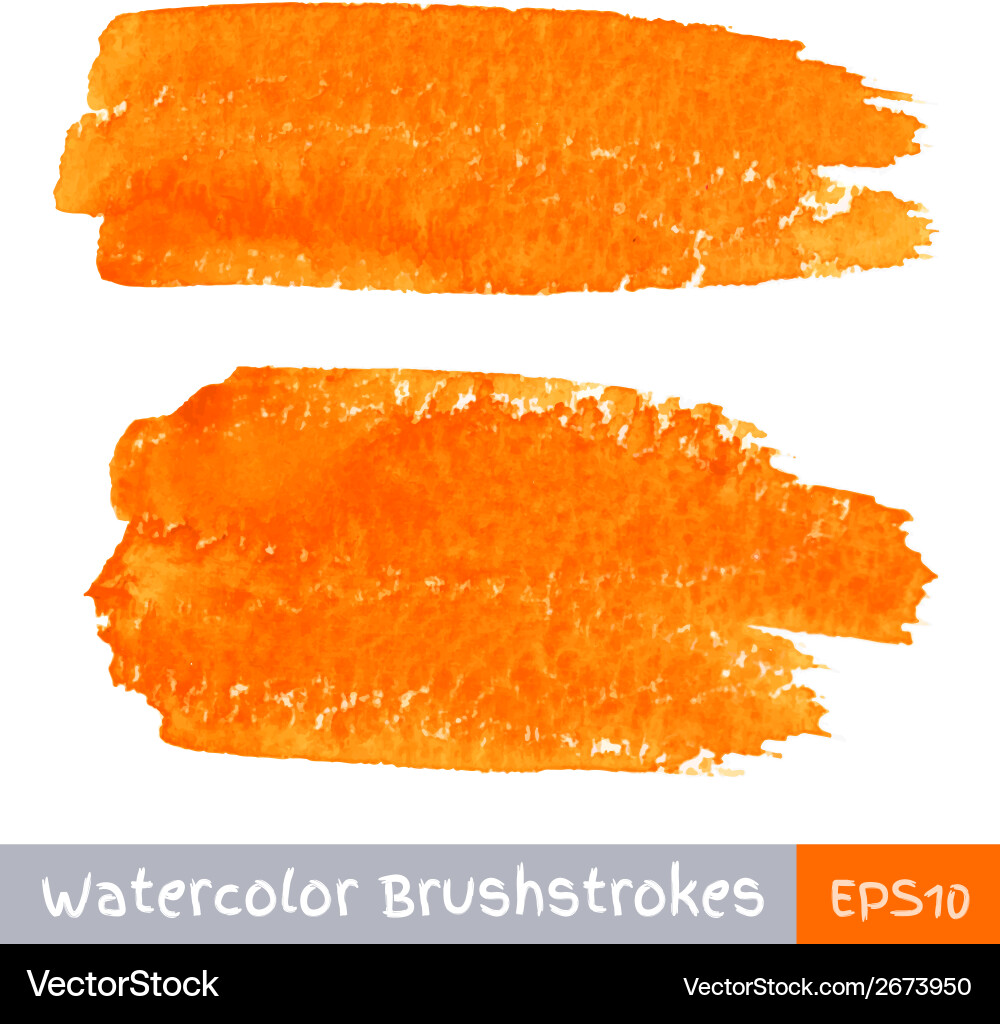 Orange Wasserfarbe Pinselstriche Vektorbild