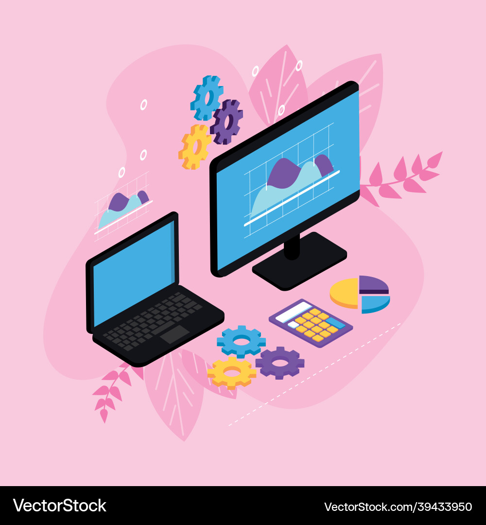 Payment solutions with computers Vector Image