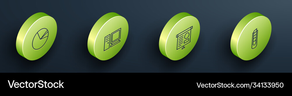 Set isometric pie chart infographic computer Vector Image