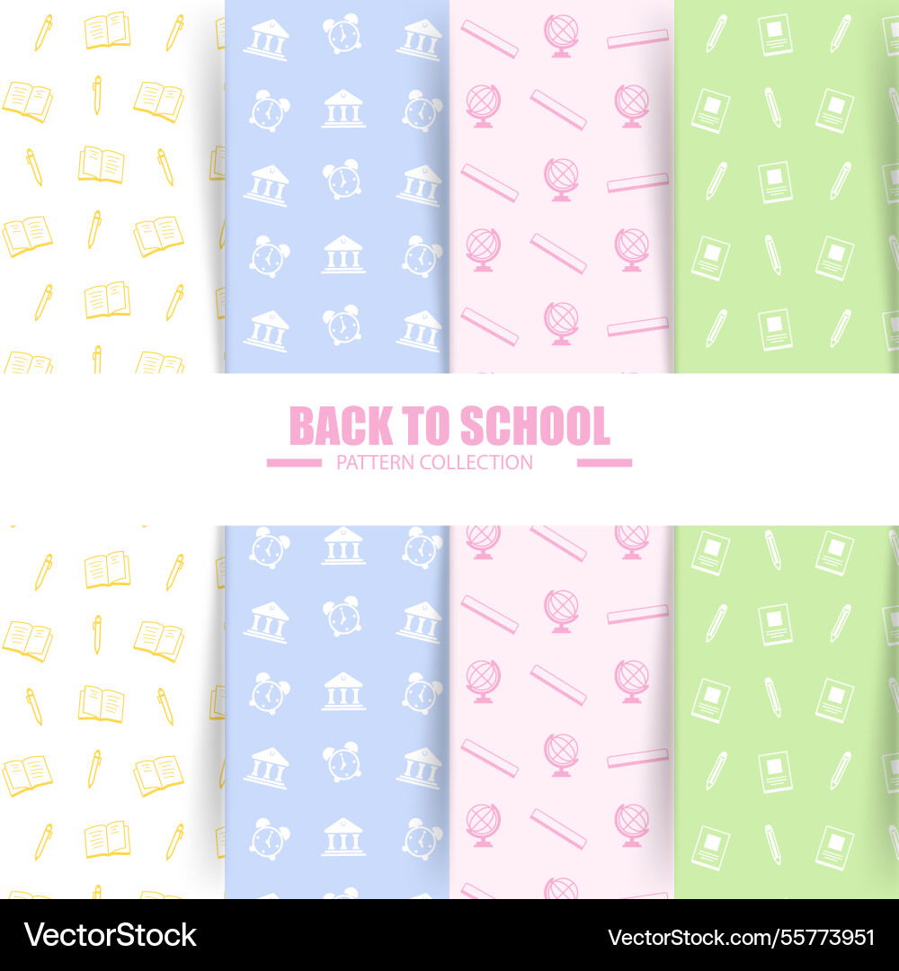 Back to school patterns collection with elements Vector Image