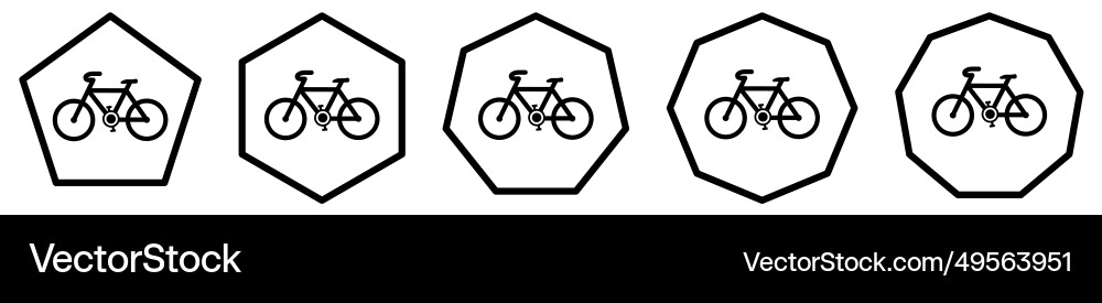 Bicycle icon in polygons with different number Bicycle icon in polygons with different number vector image