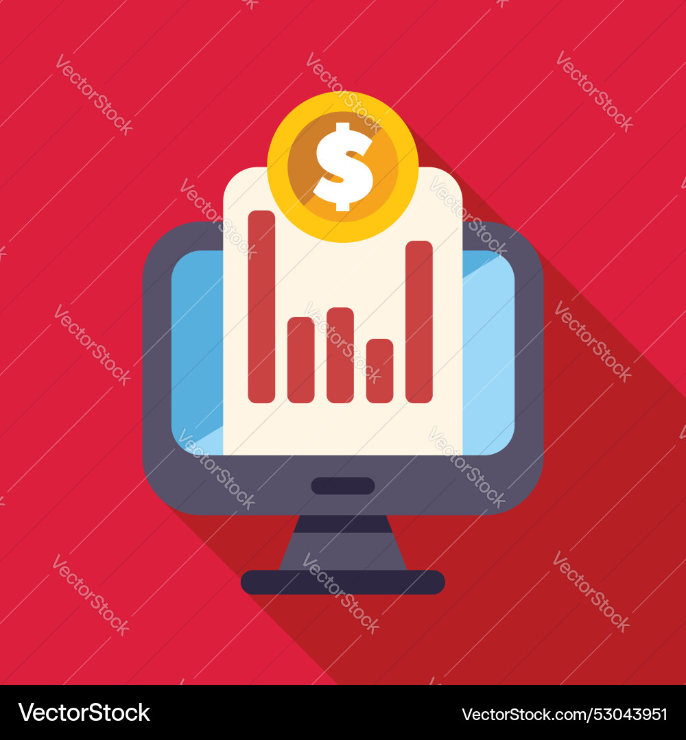 Computer showing financial report with growing Vector Image