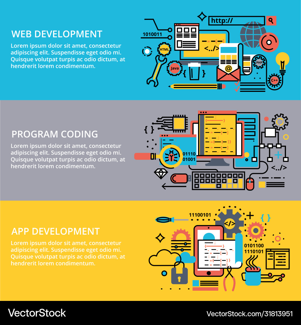 Conceptual set program development Conceptual set program development vector image