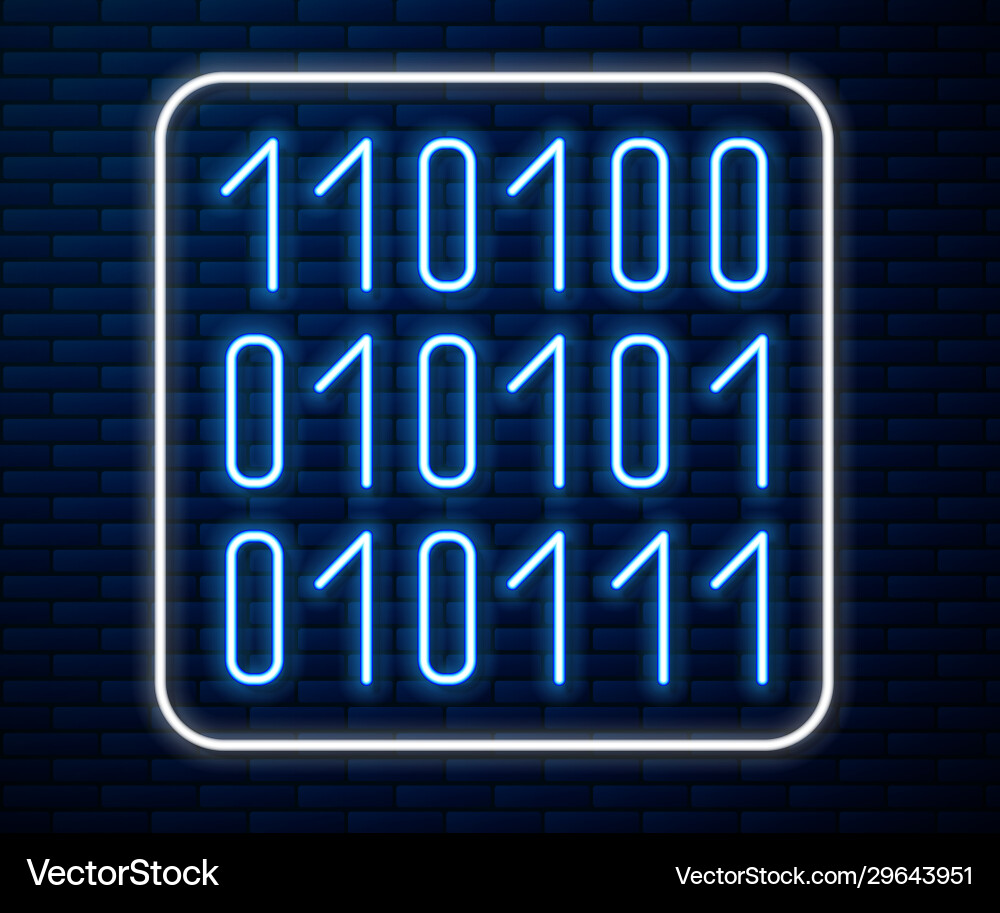 Glowing neon line binary code icon isolated Glowing neon line binary code icon isolated vector image