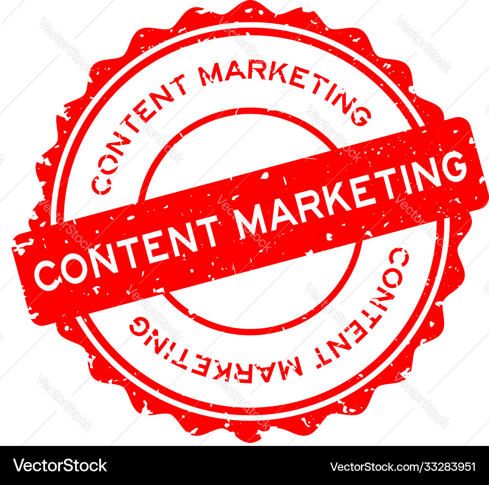 Grunge red content marketing word round rubber Grunge red content marketing word round rubber vector image