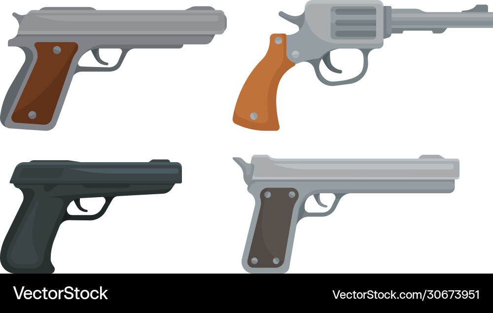 Handguns or pistol models with firing trigger Handguns or pistol models with firing trigger vector image