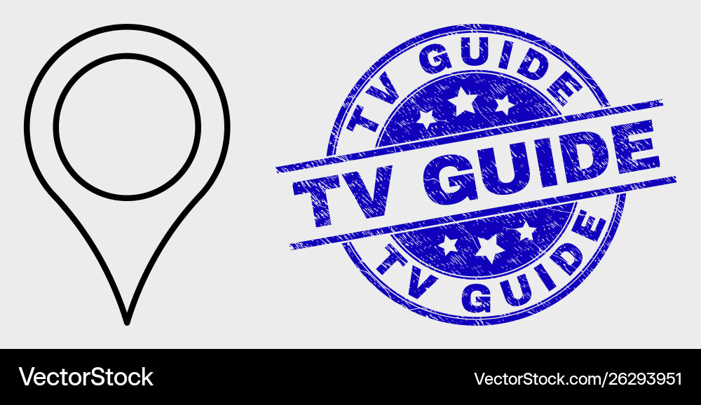 Outline map pointer icon and distress tv Outline map pointer icon and distress tv vector image