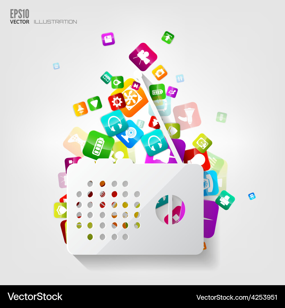 Radio icon application buttonsocial mediacloud vector image