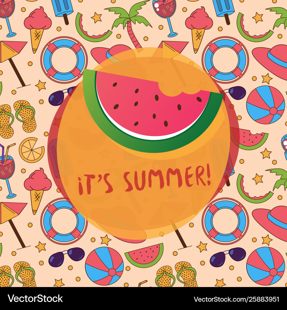 Seamless summer pattern with beach elements Vector Image