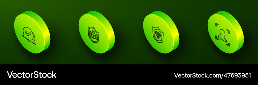 Set isometric line check mark in speech bubble Set isometric line check mark in speech bubble vector image