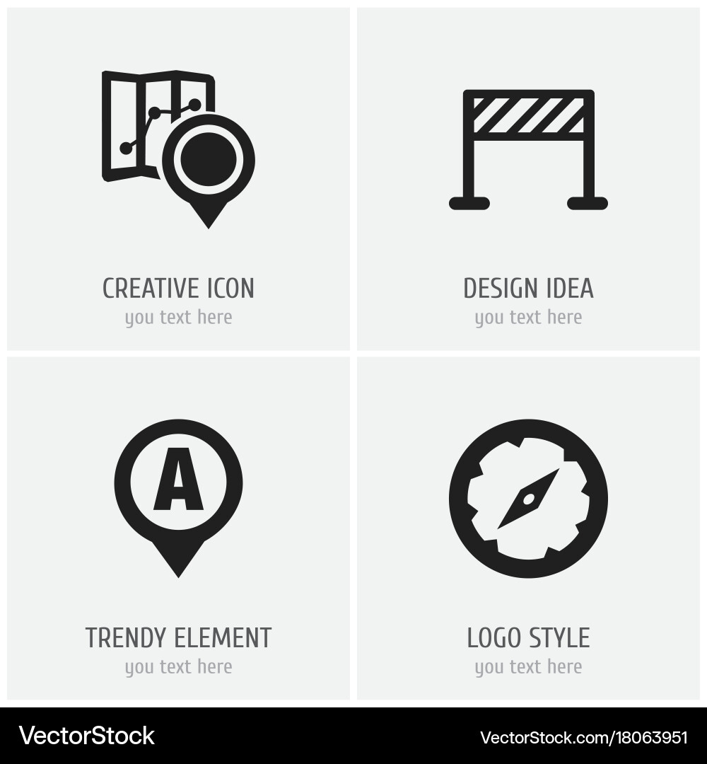 Set of 4 editable map icons includes symbols vector image