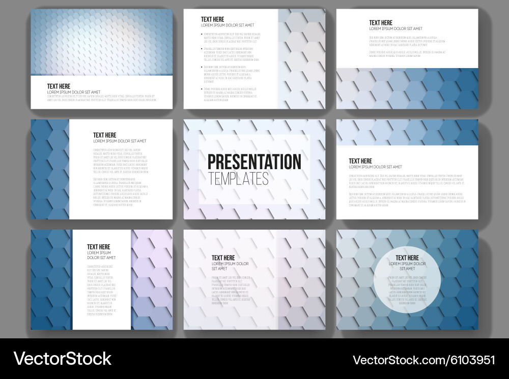 Set of 9 templates for presentation slides Vector Image