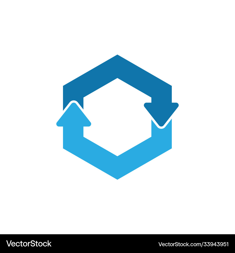 Simple rotation arrows hexagonal symbol vector image