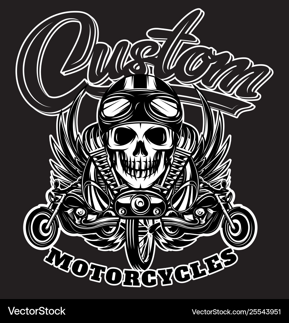 Skull Motorcycle Wings Art Vector Image