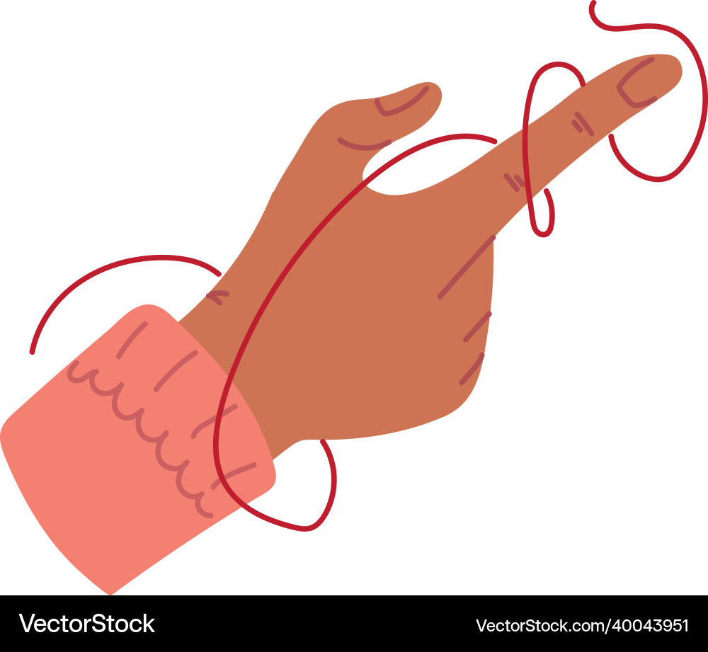 Wrapped finger in red string vector image