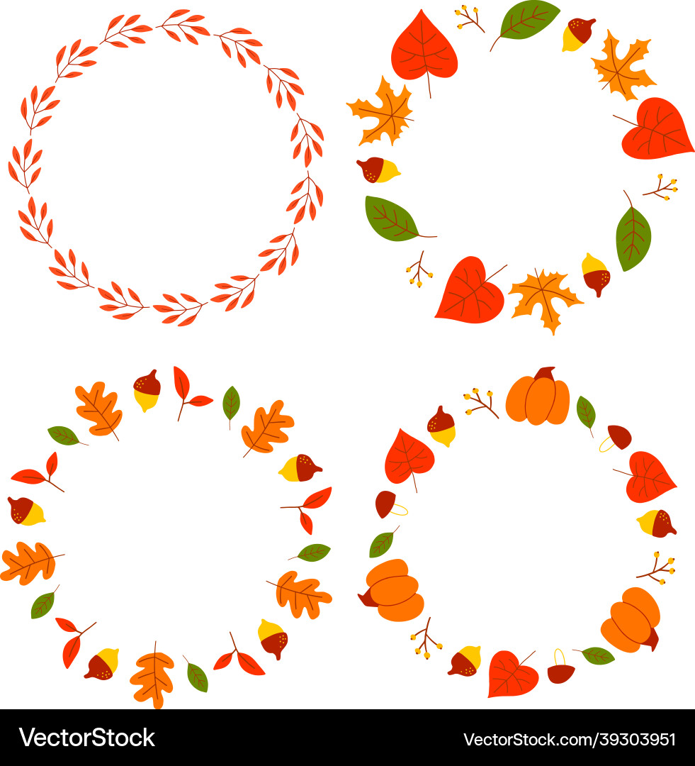 Wreath of autumn leaves and fruit in watercolor Vector Image